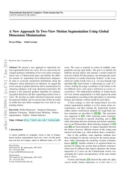 A New Approach To Two-View Motion Segmentation Using Global Dimension
  Minimization