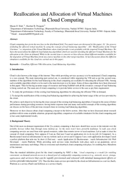 Reallocation and Allocation of Virtual Machines in Cloud Computing