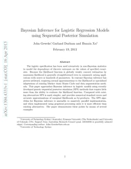 Bayesian Inference for Logistic Regression Models Using Sequential
  Posterior Simulation