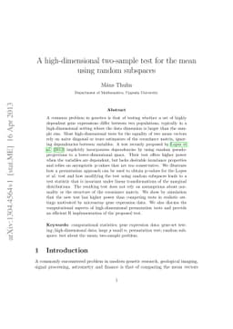 A high-dimensional two-sample test for the mean using random subspaces