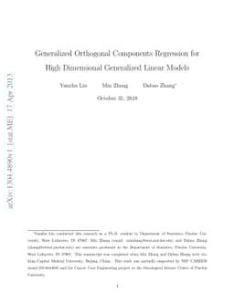 Generalized Orthogonal Components Regression for High Dimensional
  Generalized Linear Models