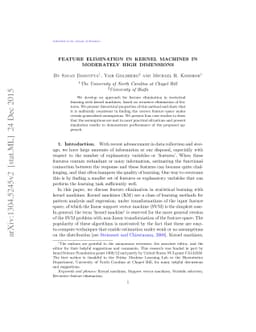 Feature Elimination in Kernel Machines in moderately high dimensions