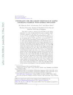 Universality for the largest eigenvalue of sample covariance matrices
  with general population