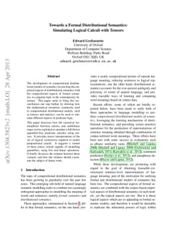 Towards a Formal Distributional Semantics: Simulating Logical Calculi
  with Tensors