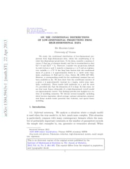 On the conditional distributions of low-dimensional projections from
  high-dimensional data