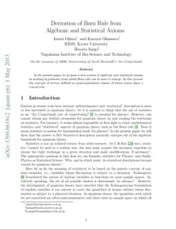 Derivation of Born Rule from Algebraic and Statistical Axioms