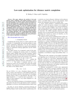 Low-rank optimization for distance matrix completion