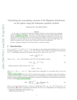 Calculating the normalising constant of the Bingham distribution on the
  sphere using the holonomic gradient method