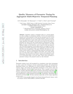 Quality Measures of Parameter Tuning for Aggregated Multi-Objective
  Temporal Planning