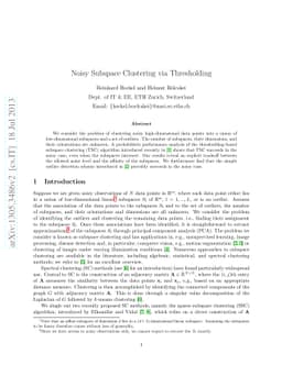 Noisy Subspace Clustering via Thresholding