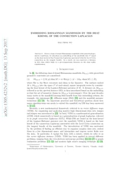 Embedding Riemannian Manifolds by the Heat Kernel of the Connection
  Laplacian