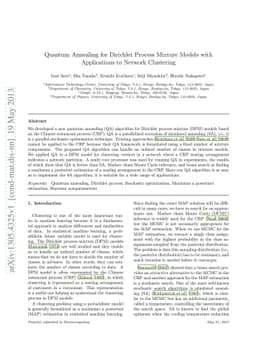 Quantum Annealing for Dirichlet Process Mixture Models with Applications
  to Network Clustering