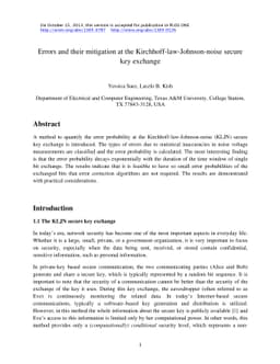 Errors and their mitigation at the Kirchhoff-law-Johnson-noise secure
  key exchange