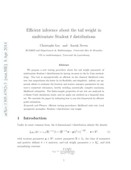 Efficient inference about the tail weight in multivariate Student $t$
  distributions