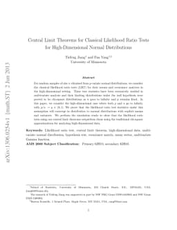 Central Limit Theorems for Classical Likelihood Ratio Tests for
  High-Dimensional Normal Distributions