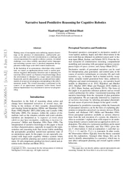 Narrative based Postdictive Reasoning for Cognitive Robotics
