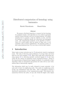 Distributed computation of homology using harmonics