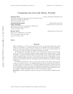 Completing Any Low-rank Matrix, Provably