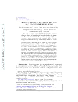Marginal empirical likelihood and sure independence feature screening