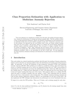 Class Proportion Estimation with Application to Multiclass Anomaly
  Rejection