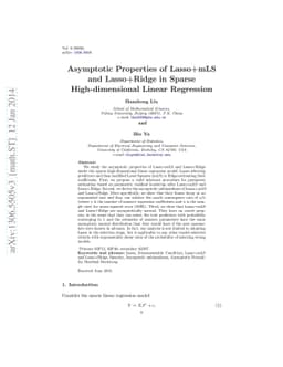 Asymptotic Properties of Lasso+mLS and Lasso+Ridge in Sparse
  High-dimensional Linear Regression