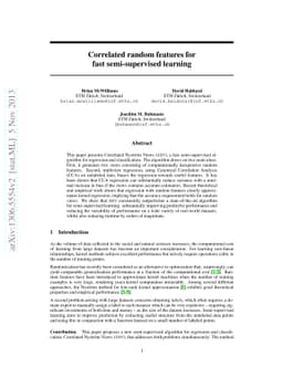 Correlated random features for fast semi-supervised learning