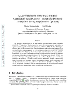 A Decomposition of the Max-min Fair Curriculum-based Course Timetabling
  Problem