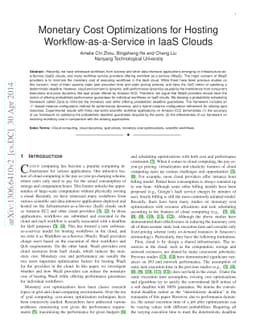 Monetary Cost Optimizations for Hosting Workflow-as-a-Service in IaaS
  Clouds