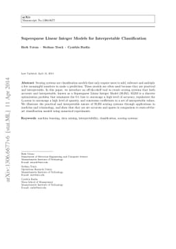 Supersparse Linear Integer Models for Interpretable Classification