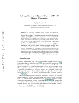 Lifting Structural Tractability to CSP with Global Constraints
