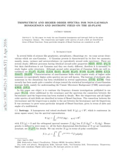 Trispectrum and higher order spectra for non-Gaussian homogenous and
  isotropic field on the 2D-plane