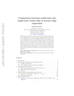 Comparison bewteen multi-task and single-task oracle risks in kernel
  ridge regression