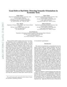 Good Debt or Bad Debt: Detecting Semantic Orientations in Economic Texts