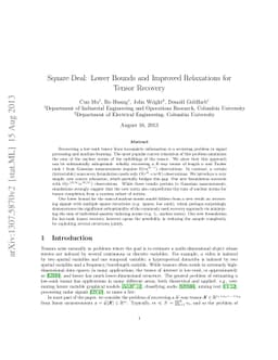 Square Deal: Lower Bounds and Improved Relaxations for Tensor Recovery