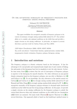 On the asymptotic normality of frequency polygons for strongly mixing
  spatial processes