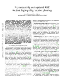Asymptotically near-optimal RRT for fast, high-quality, motion planning
