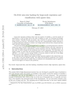 On b-bit min-wise hashing for large-scale regression and classification
  with sparse data