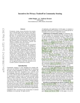 Incentives for Privacy Tradeoff in Community Sensing