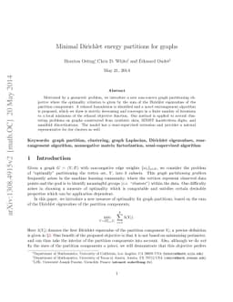 Minimal Dirichlet energy partitions for graphs