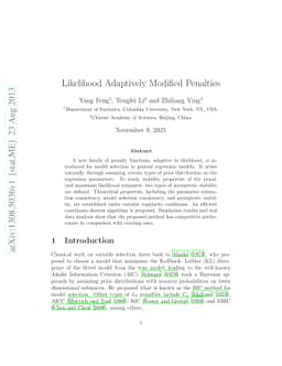 Likelihood Adaptively Modified Penalties