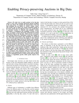 Enabling Privacy-preserving Auctions in Big Data