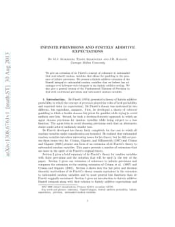 Infinite Previsions and Finitely Additive Expectations