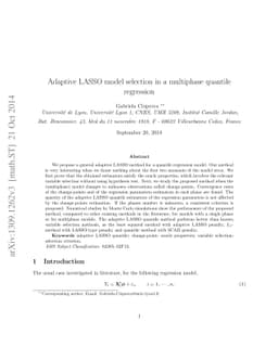 Adaptive LASSO model selection in a multiphase quantile regression
