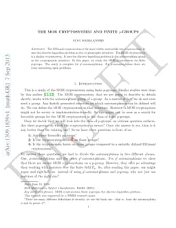 The MOR cryptosystem and finite $p$-groups