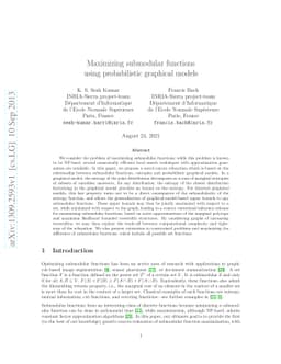 Maximizing submodular functions using probabilistic graphical models