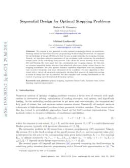 Sequential Design for Optimal Stopping Problems
