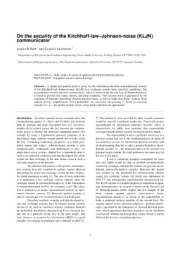 On the security of the Kirchhoff-law-Johnson-noise (KLJN) communicator