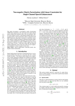 Non-negative Matrix Factorization with Linear Constraints for
  Single-Channel Speech Enhancement