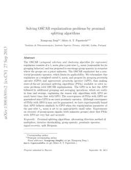 Solving OSCAR regularization problems by proximal splitting algorithms