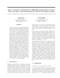 Inverse Covariance Estimation for High-Dimensional Data in Linear Time
  and Space: Spectral Methods for Riccati and Sparse Models